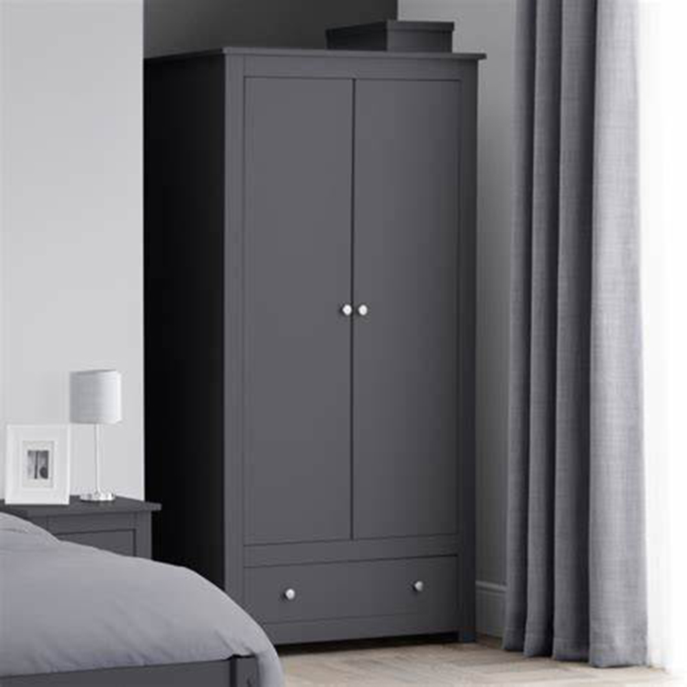 Julian Bowen Radley 2 Door Single Drawer Wardrobe - Anthracite