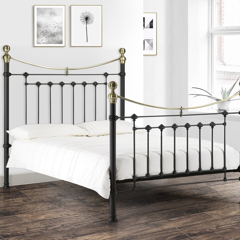 Julian Bowen Victoria Double Bed - Satin Black - Steel - Victorian-Inspired Design