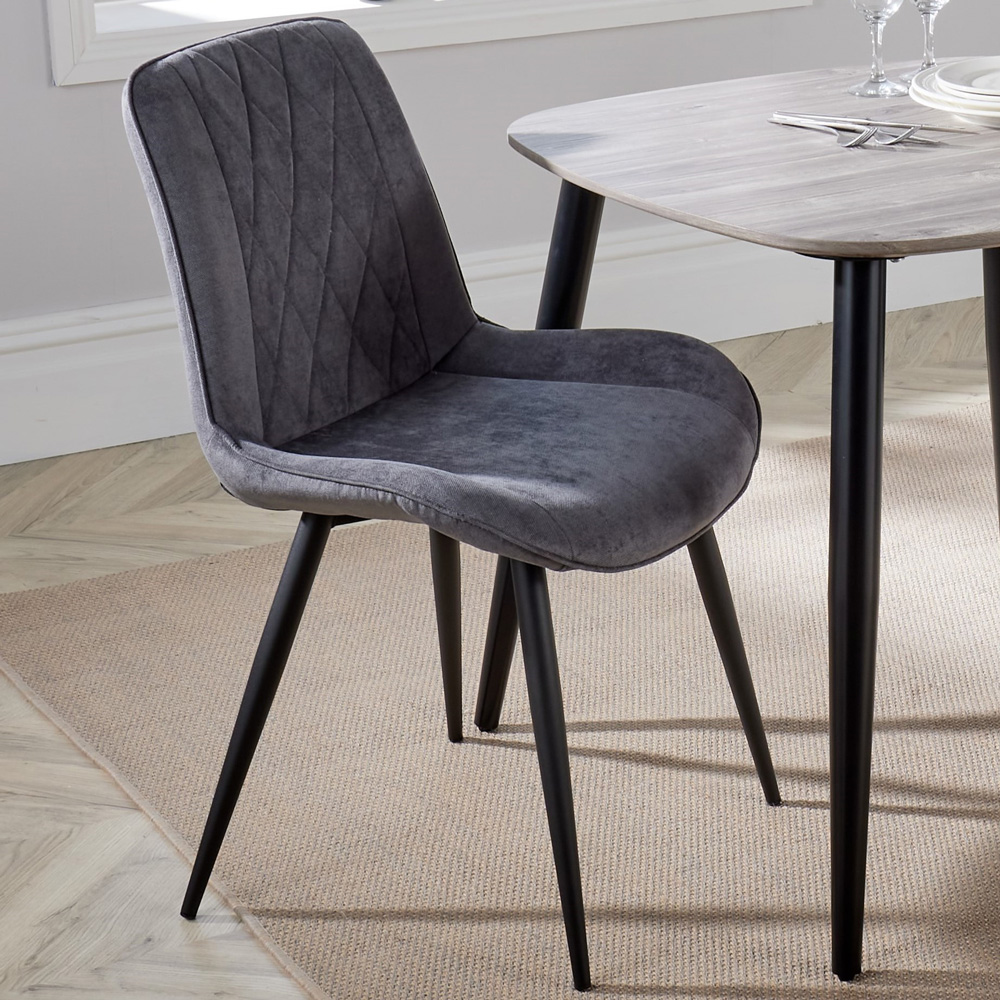 Core Products Aspen Set of 2 Grey and Black Diamond Stitch Dining Chair