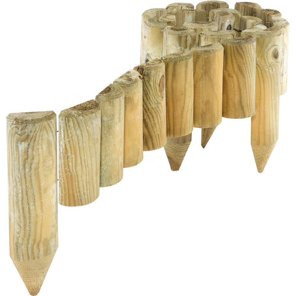 Rowlinson Easy Fix 4 Pack Spiked Border Roll - Natural Timber Finish