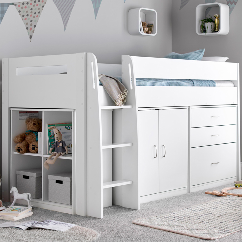 Bedmaster Lacy White Storage Mid Sleeper - Kids Small White New Bed