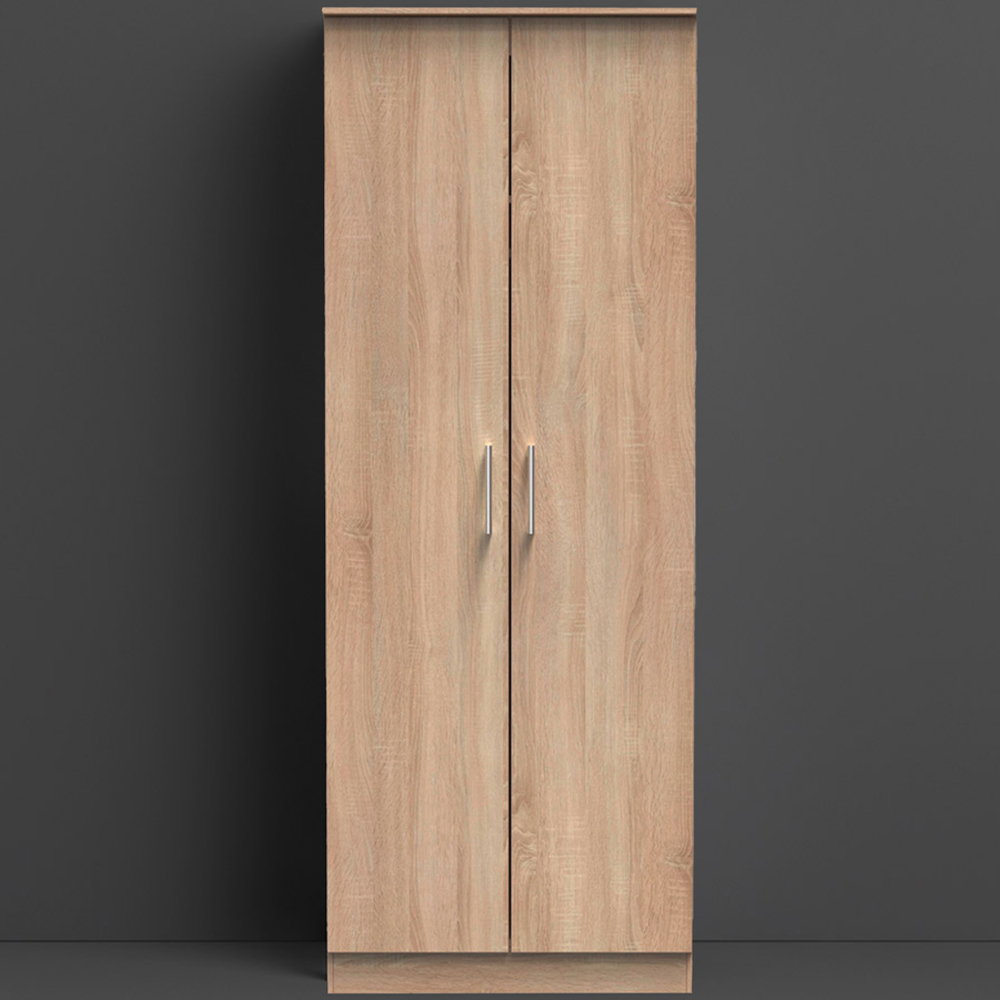 Crowndale Devon Ready Assembled 2 Door Bardolino Oak Wardrobe - Brown Oak