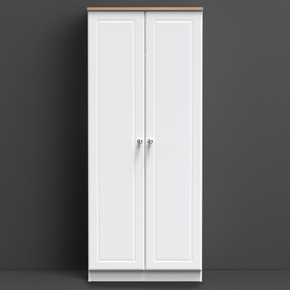 Crowndale Norfolk 2 Door White Ash and Bardolino Oak Double Wardrobe