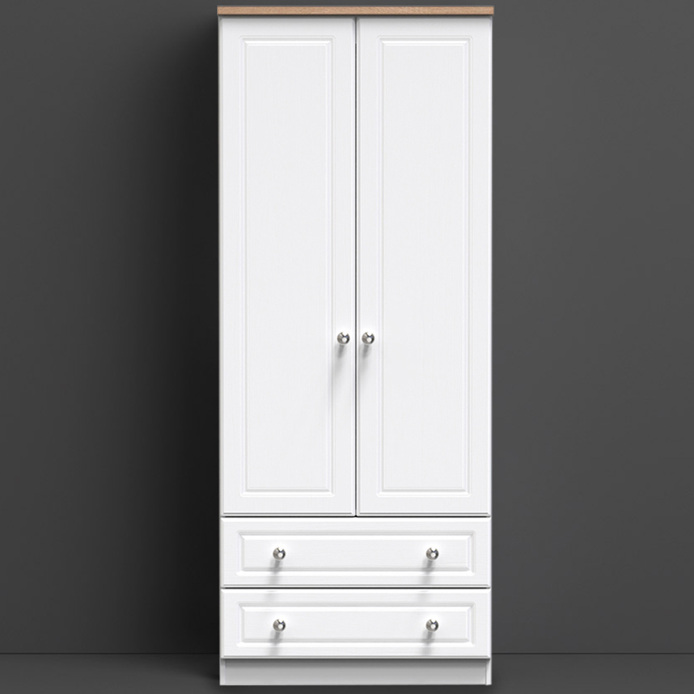 Crowndale Norfolk 2 Door 2 Drawer White Ash and Bardolino Oak Double Wardrobe