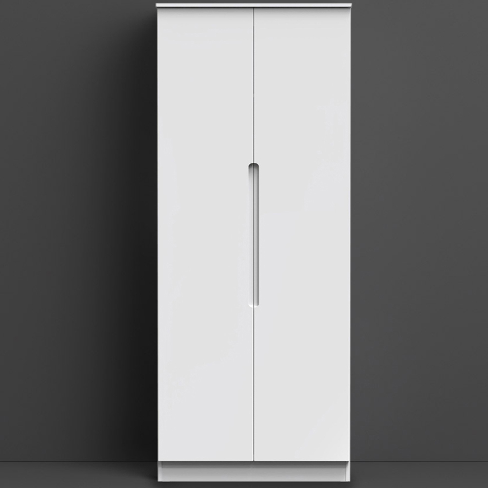 Crowndale Milan 2 Door Gloss White Tall Double Wardrobe