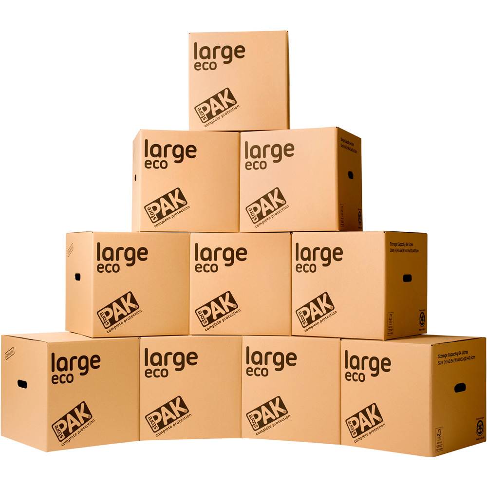 StorePAK Eco Large Storage Box - Cardboard - Brown - 40.5x40.5x40.5cm - 64 Litre - 10 Pack