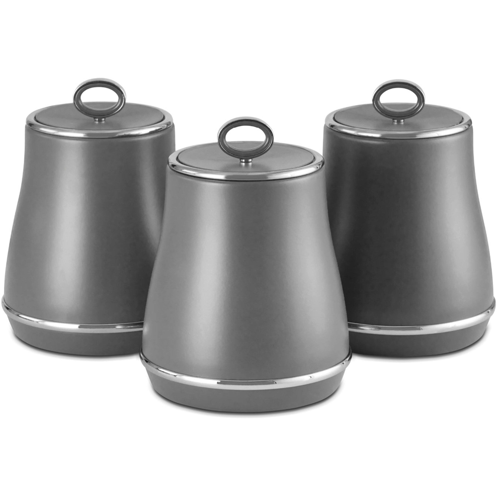 Tower Renaissance 3 Piece Grey and Chrome Canisters Set