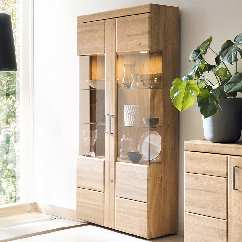 Furniture To Go Florence Cortina 2 Doors Grandson Oak Tall Wide Display Cabinet - Brown Size 37