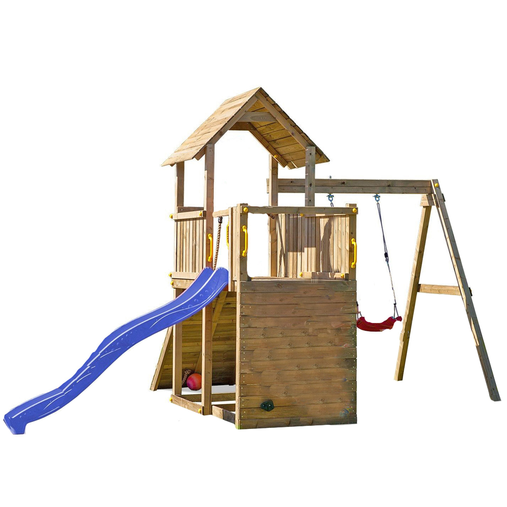 Shire Kids Adventure Peaks Fortress 3 Play Tower with Single Swing - Blue
