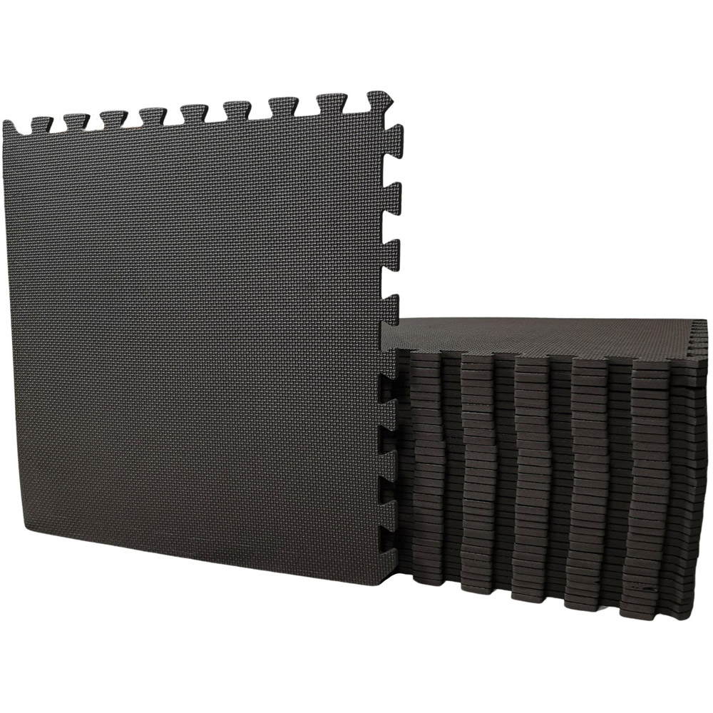 Samuel Alexander 16 Piece Black EVA Foam Protective Tile Floor Mats 60 x 60cm