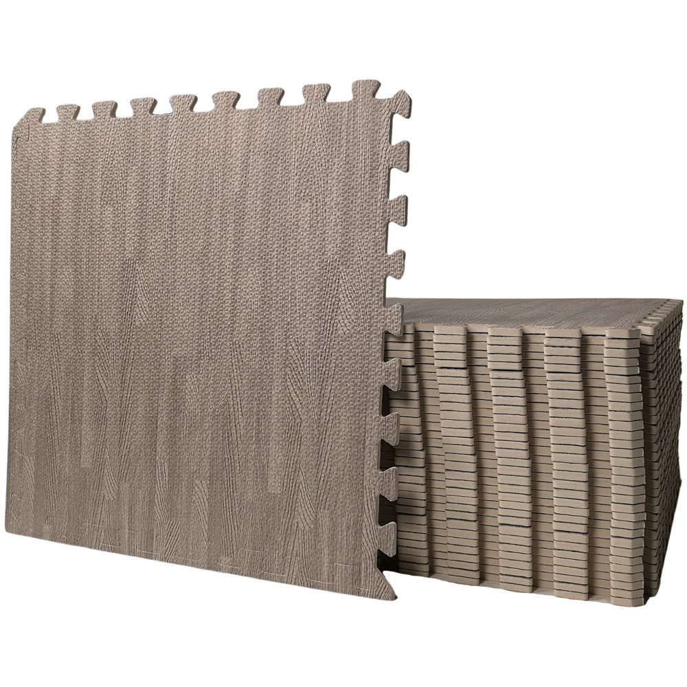 Samuel Alexander 12 Piece Grey Wood Effect EVA Foam Protective Tile Floor Mats 60 x 60cm