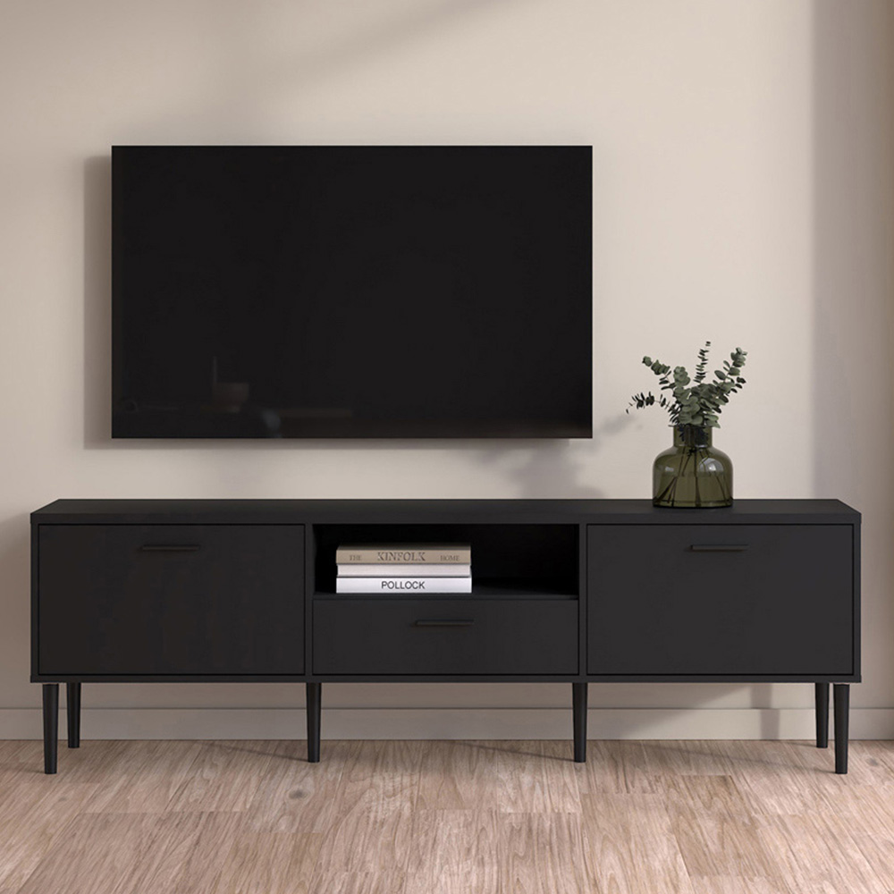 Furniture To Go Media 2 Door Single Drawer Black TV Unit