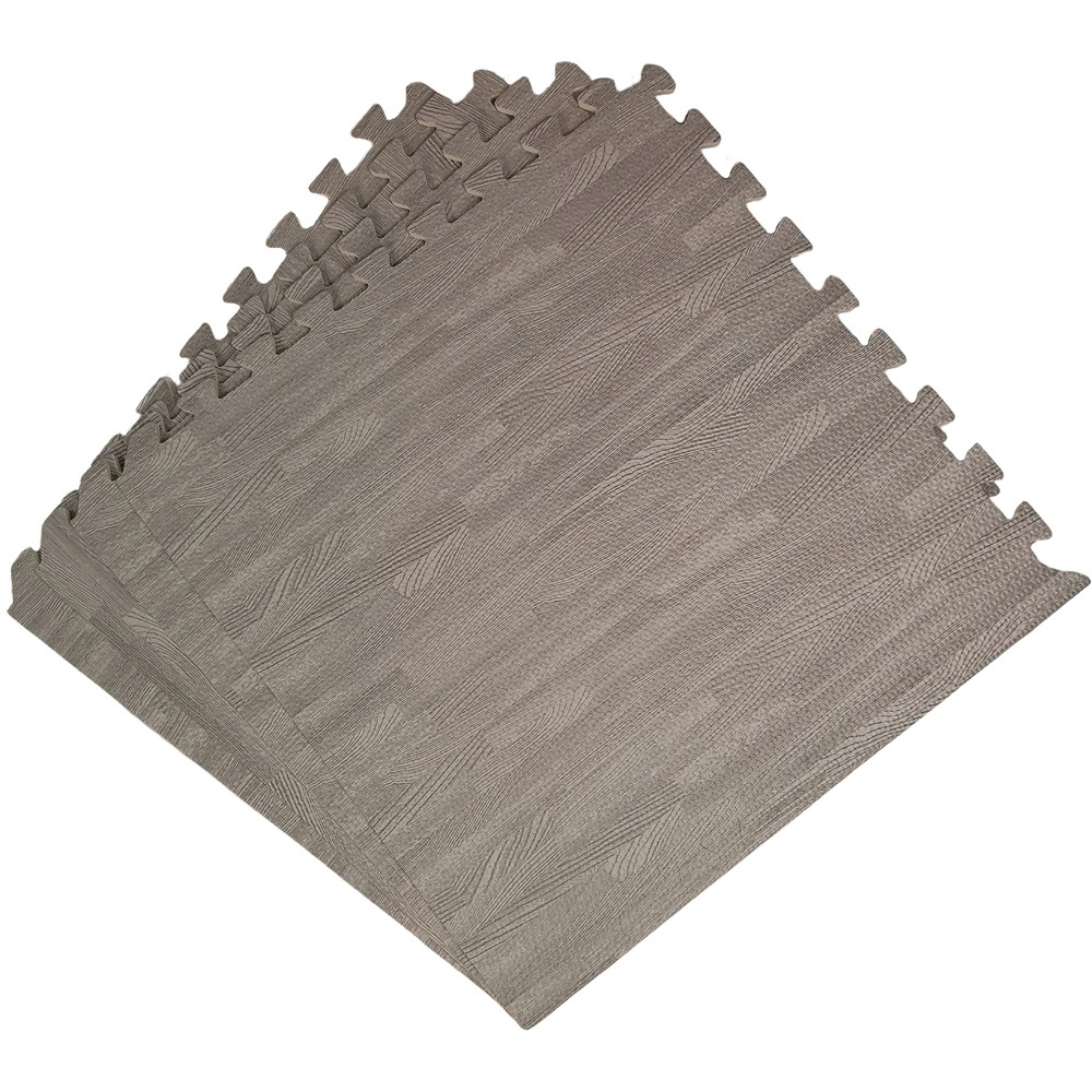 Samuel Alexander 4 Piece Grey Wood Effect EVA Foam Protective Tile Floor Mats 60 x 60cm