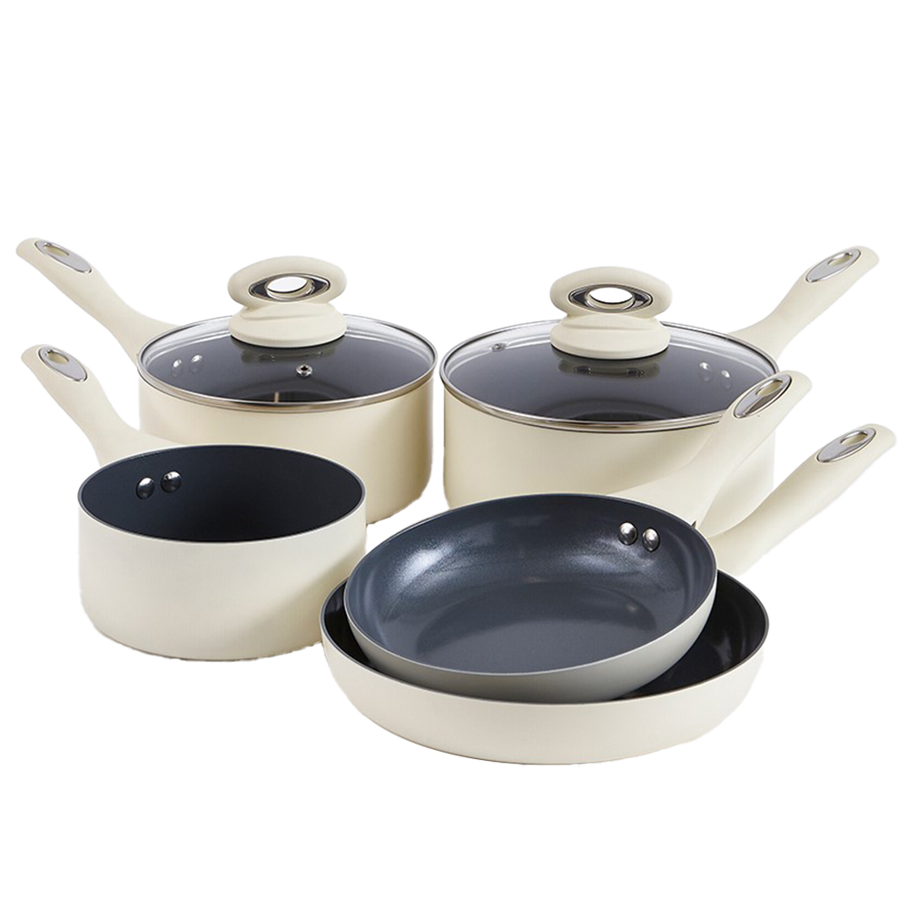 Cermalon Cream Non Stick Aluminium Cookware Set of 5