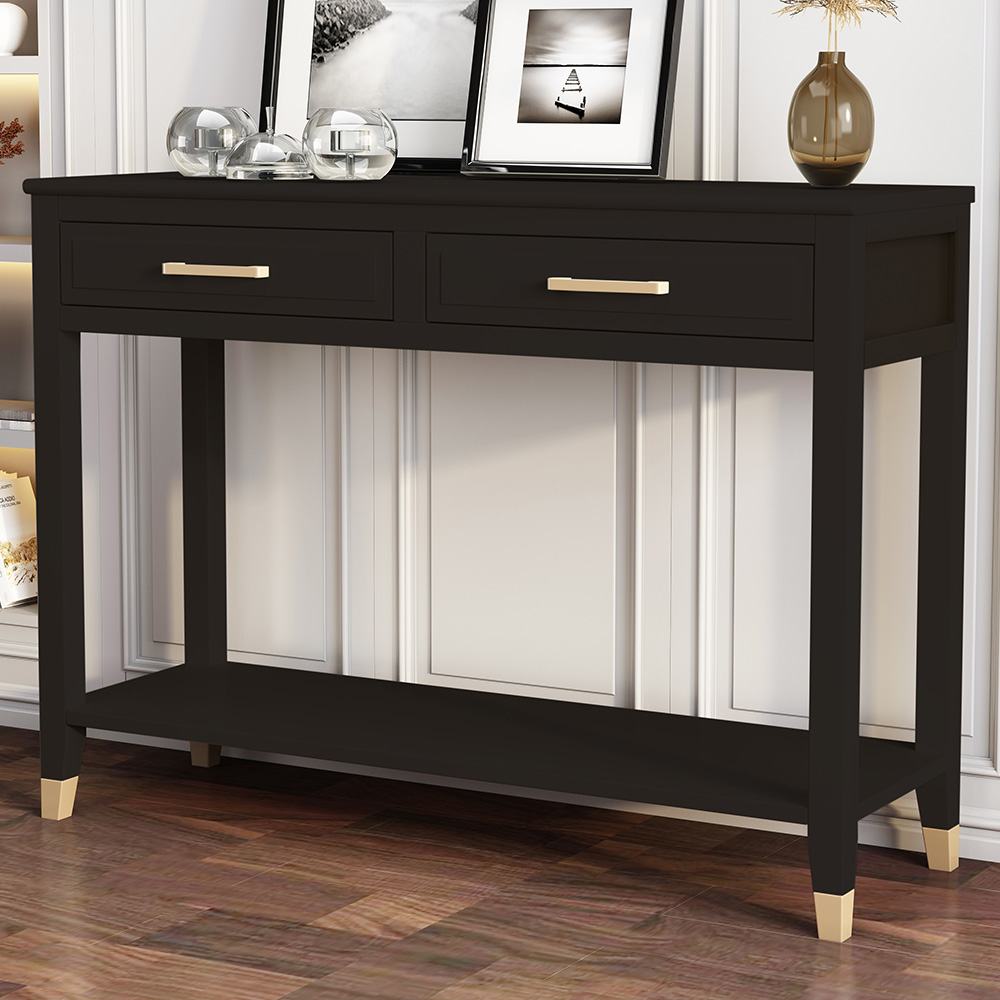 Palazzi 2 Drawer Black Console Table