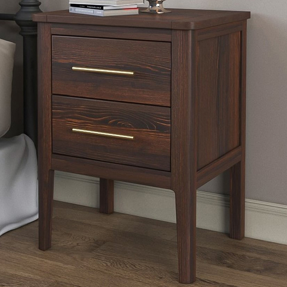 Carbini Bedside Table - Pine - Brown - 2 Drawer