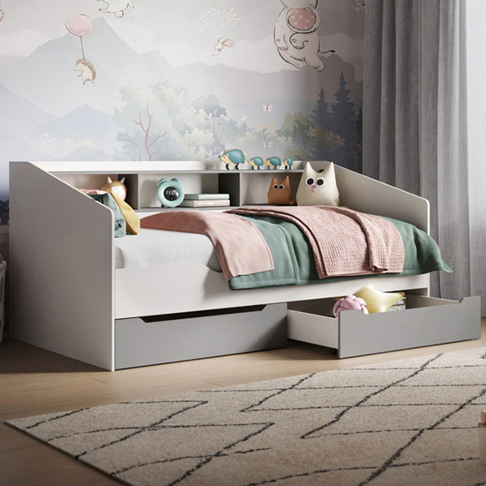 Flair Beds Multi Flair Leni White And Grey Drawer 3 Shelves Day Bed Size 2