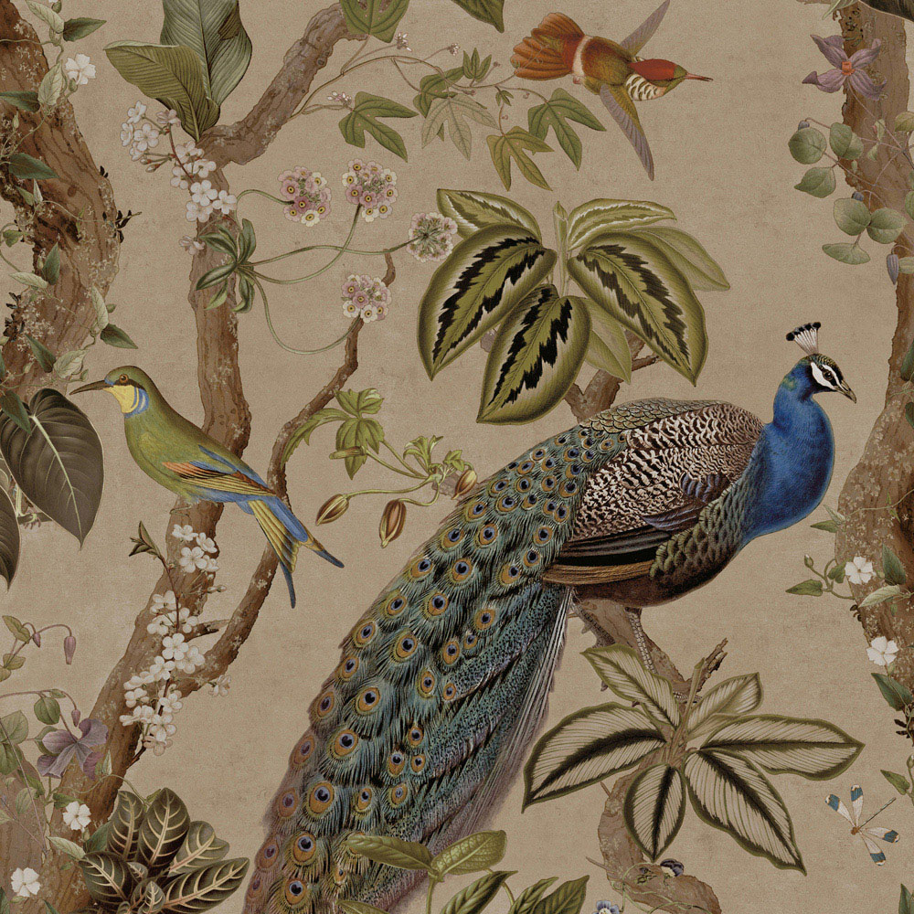 Holden Peacock Woods Taupe Wallpaper - FSC Certified - Spongeable - 10.05m Roll