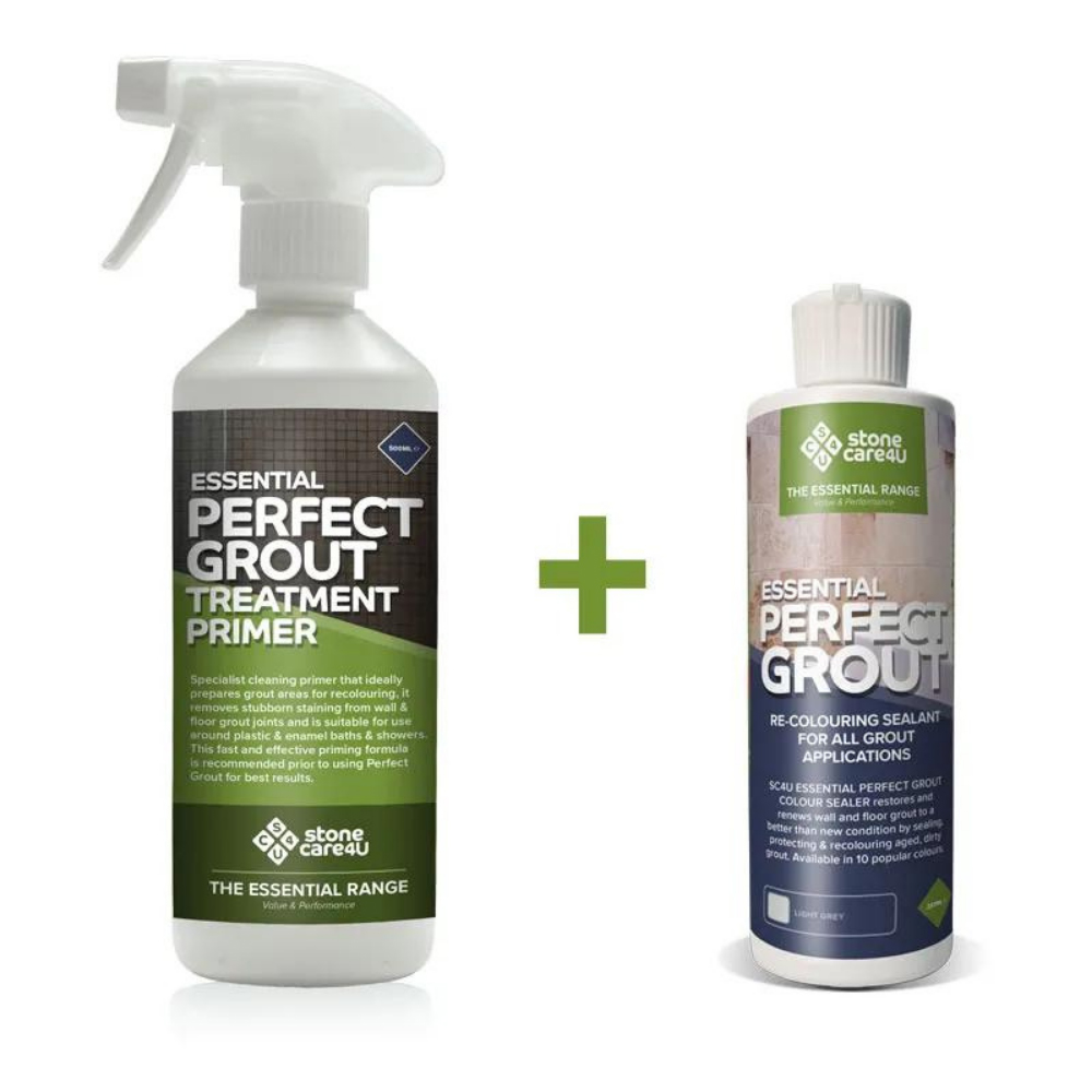 StoneCare4U Essential Light Grey Perfect Grout Sealer 237ml and Primer 500ml Bundle