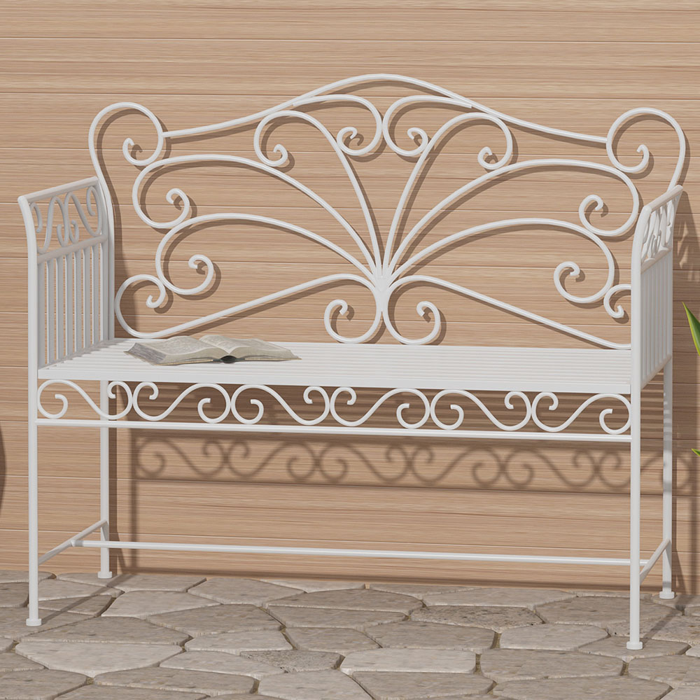 Outsunny 2 Seater White Garden Bench