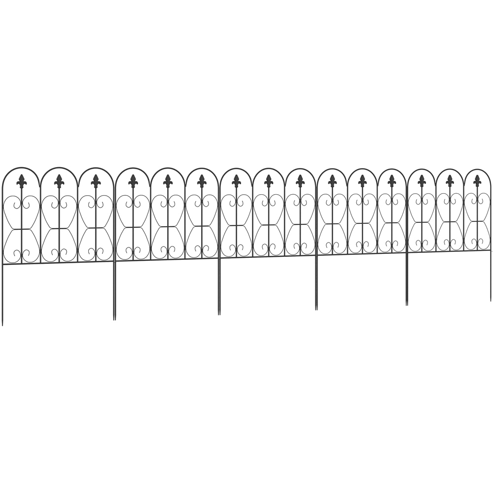 Outsunny Black Metal Wire 2.7 x 2.05ft 5 Pack Decorative Garden Fence Panel