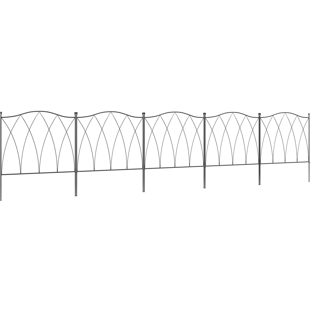 Outsunny Black Metal Wire 2.03 x 2ft 5 Pack Decorative Garden Fence Panel