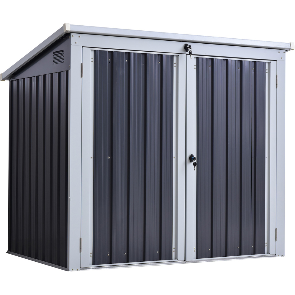Outsunny 5 x 3ft Grey Metal 2 Bin Garden Shed