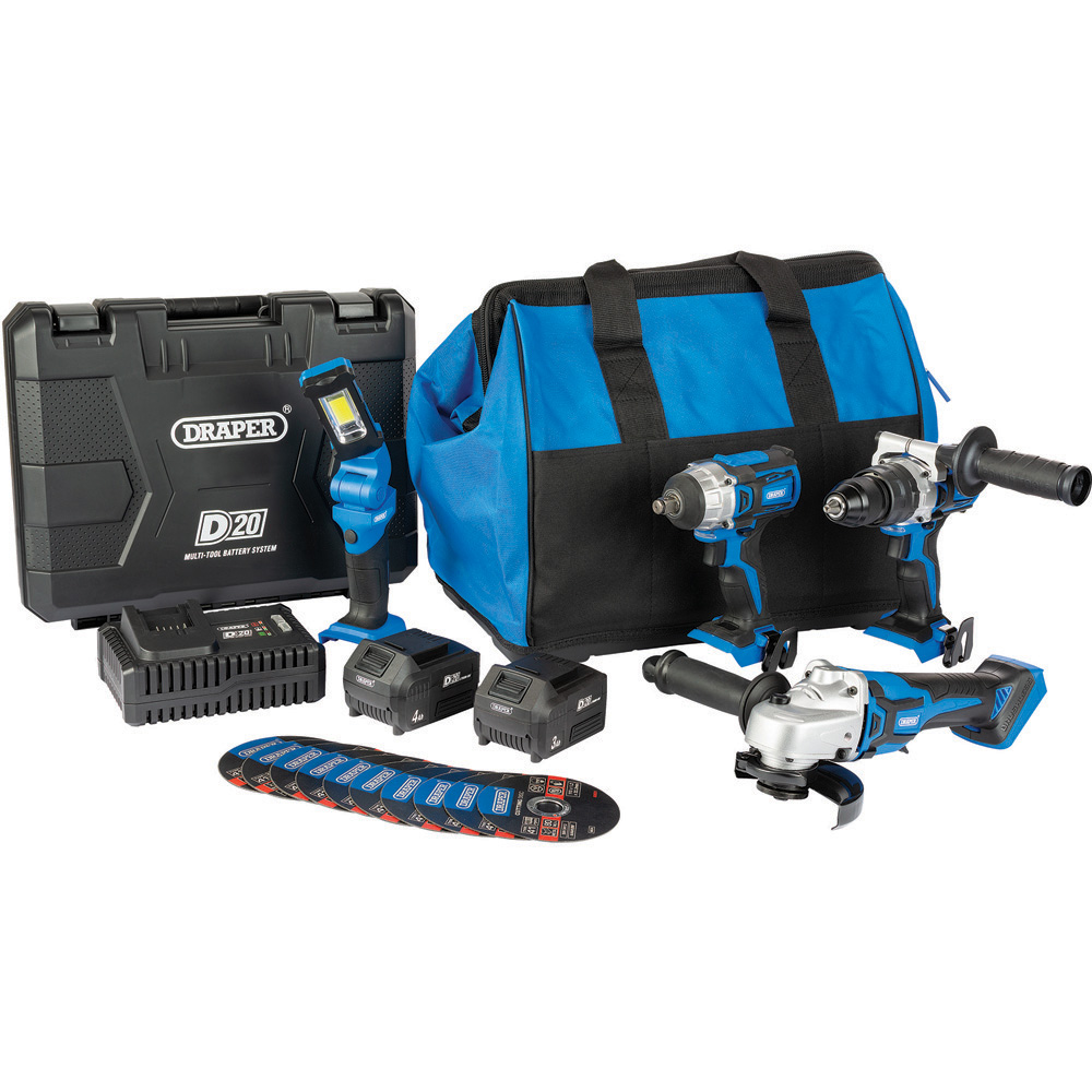 Draper D20 20V 19 Piece Workshop Kit with Batteries and Charger