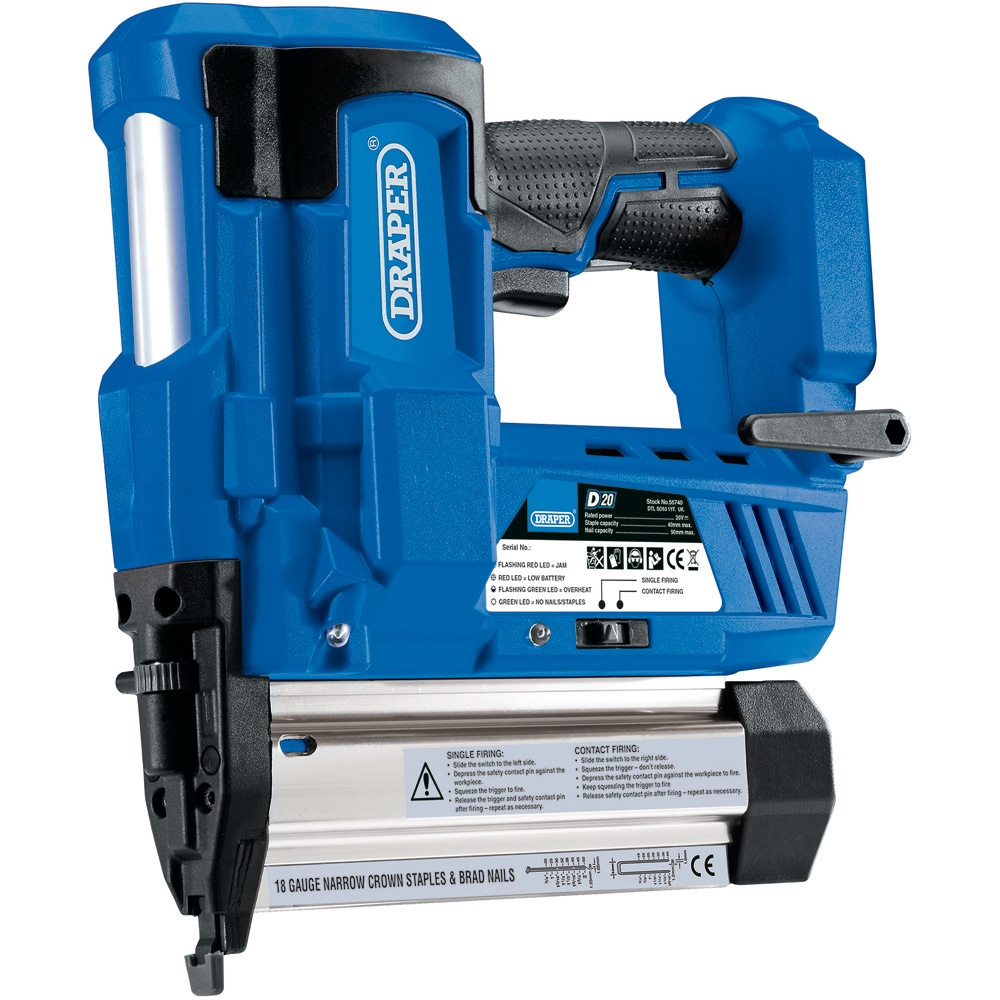 Draper D20 20V Nailer Stapler Bare Unit