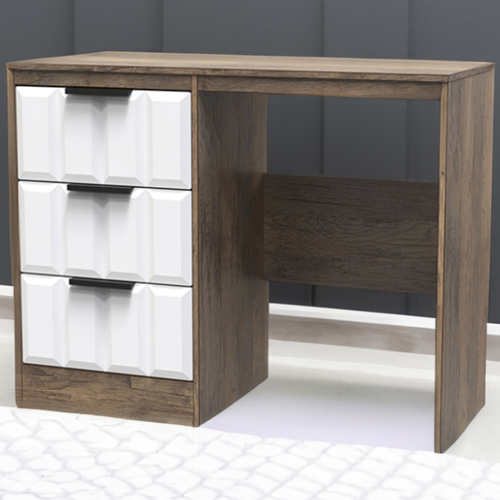 Crowndale New York 3 Drawer White Matt and Vintage Oak Dressing Table
