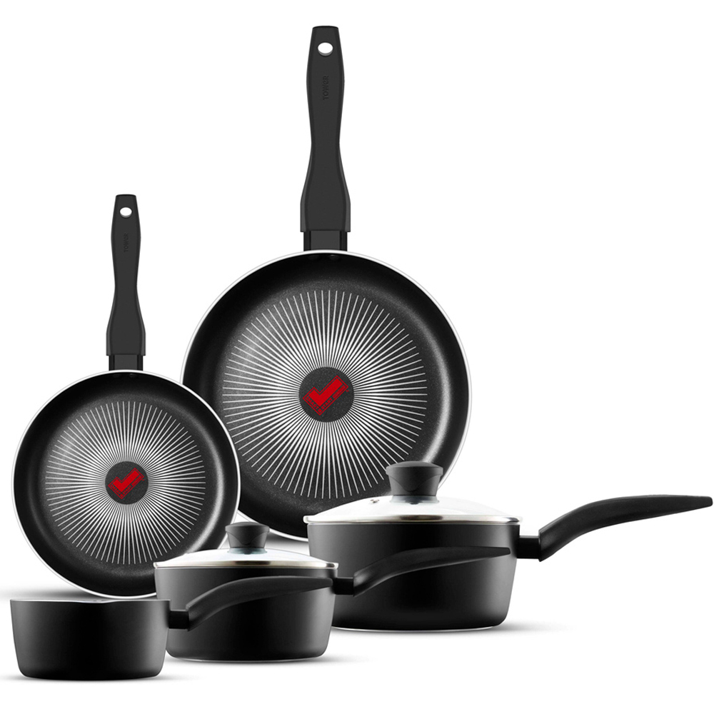 Tower Smart Start Gourmet 5 Piece Cookware Set - Aluminium - Black - Non-stick - Oven Proof