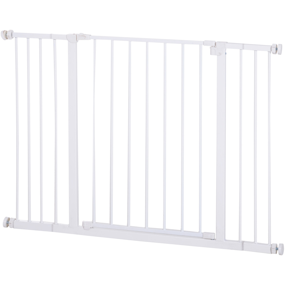 PawHut White 76cm Pressure Fit Metal Pet Safety Gate