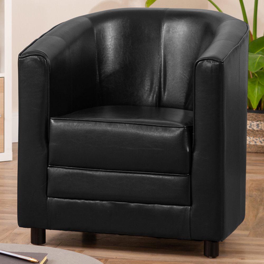 Artemis Home Aspen Black Faux Leather Tub Chair - Small Accent Chair
