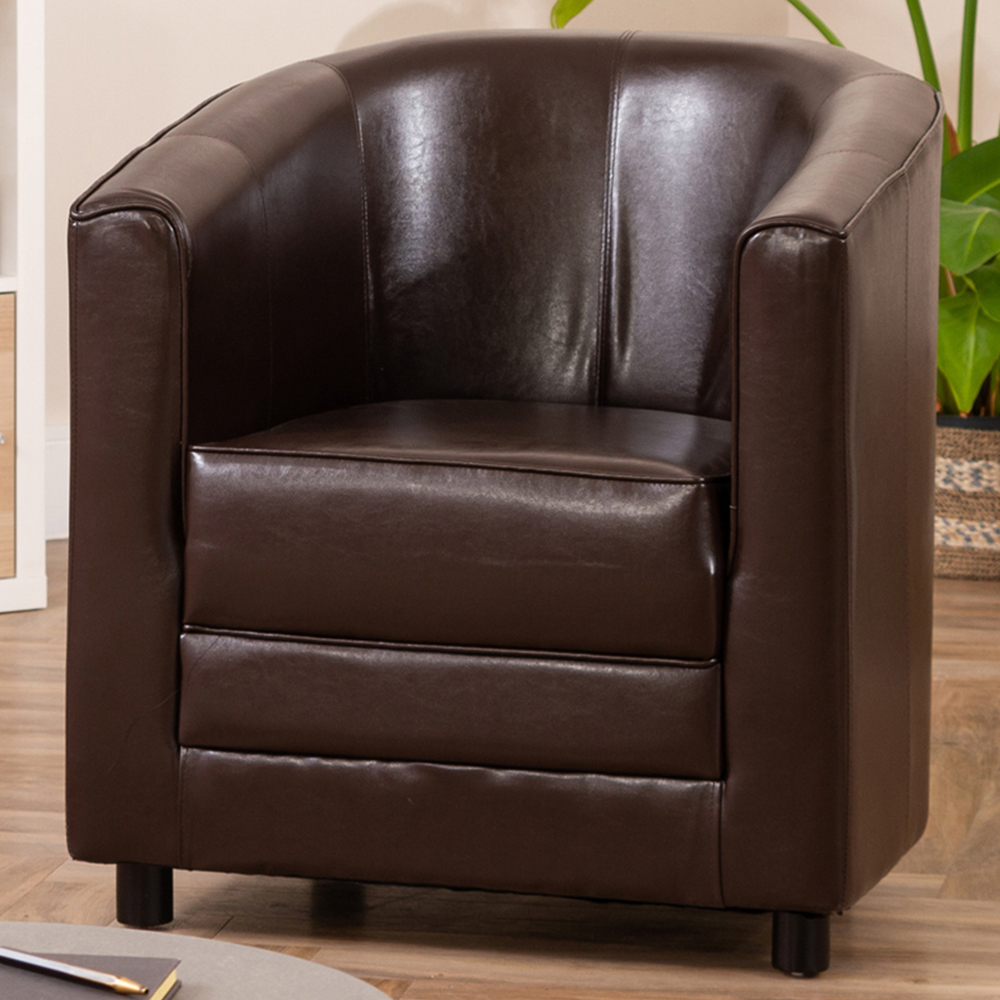 Artemis Home Aspen Brown Faux Leather Tub Chair - Small Accent Chair
