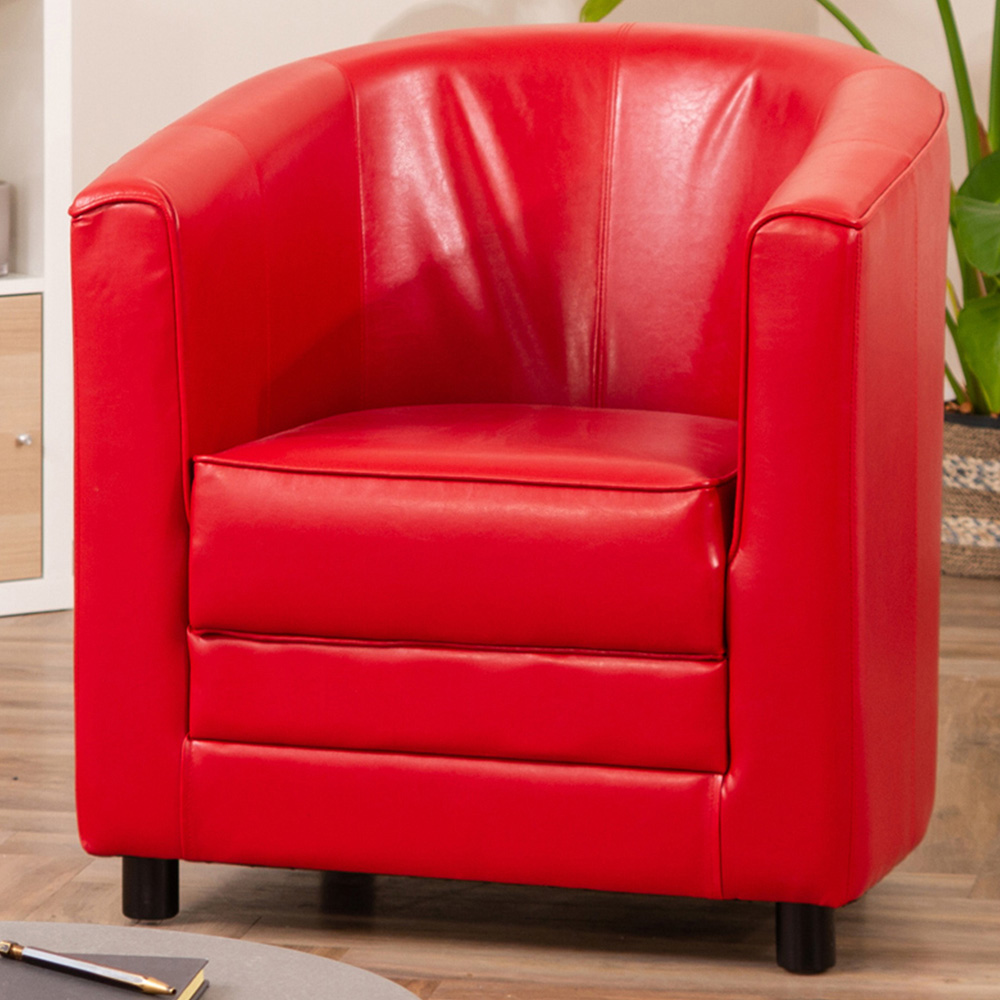 Artemis Home Aspen Red Faux Leather Tub Chair - Small Accent Chair