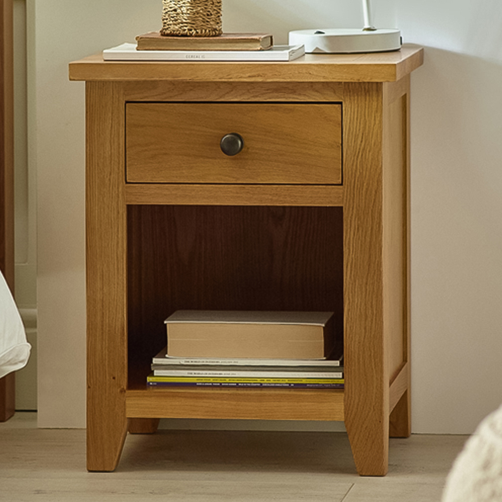 Julian Bowen Marlborough Bedside Table - Single Drawer - White Oak