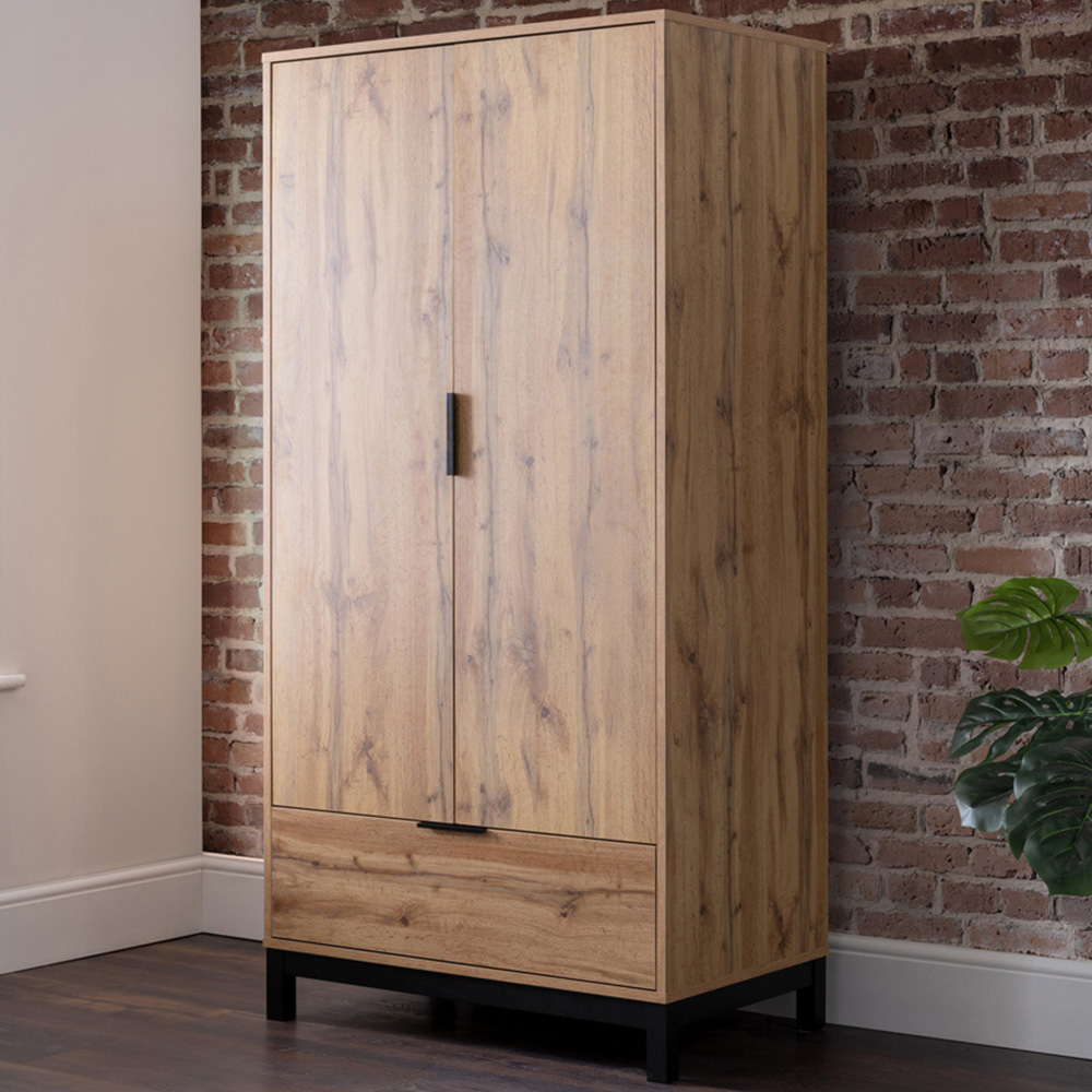 Julian Bowen Bali Single Drawer 2 Door Wardrobe - Light Oak - 2 Door - Single Drawer - Oak