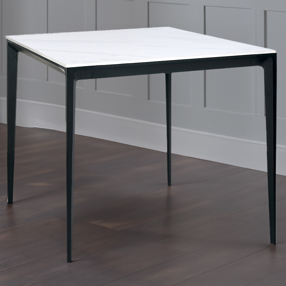 Julian Bowen White Miami Seater Marble Square Dining Table Size 4