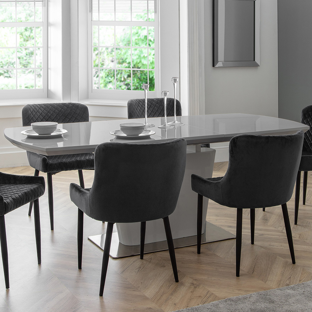 Julian Bowen Como 6 Seater Extending Dining Table - Grey High Gloss - Butterfly Extension