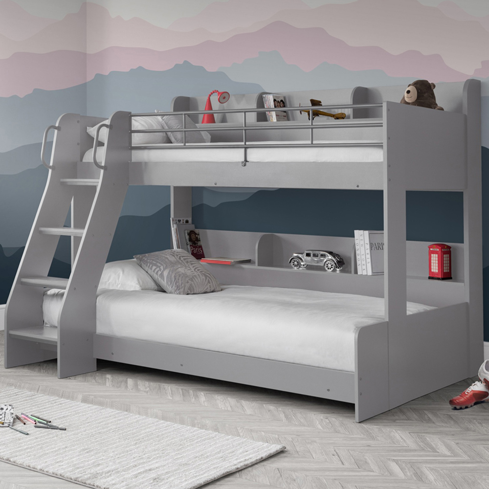 Julian Bowen Domino Light Grey Triple Sleeper Bunk Bed - Kids Bed - Grey