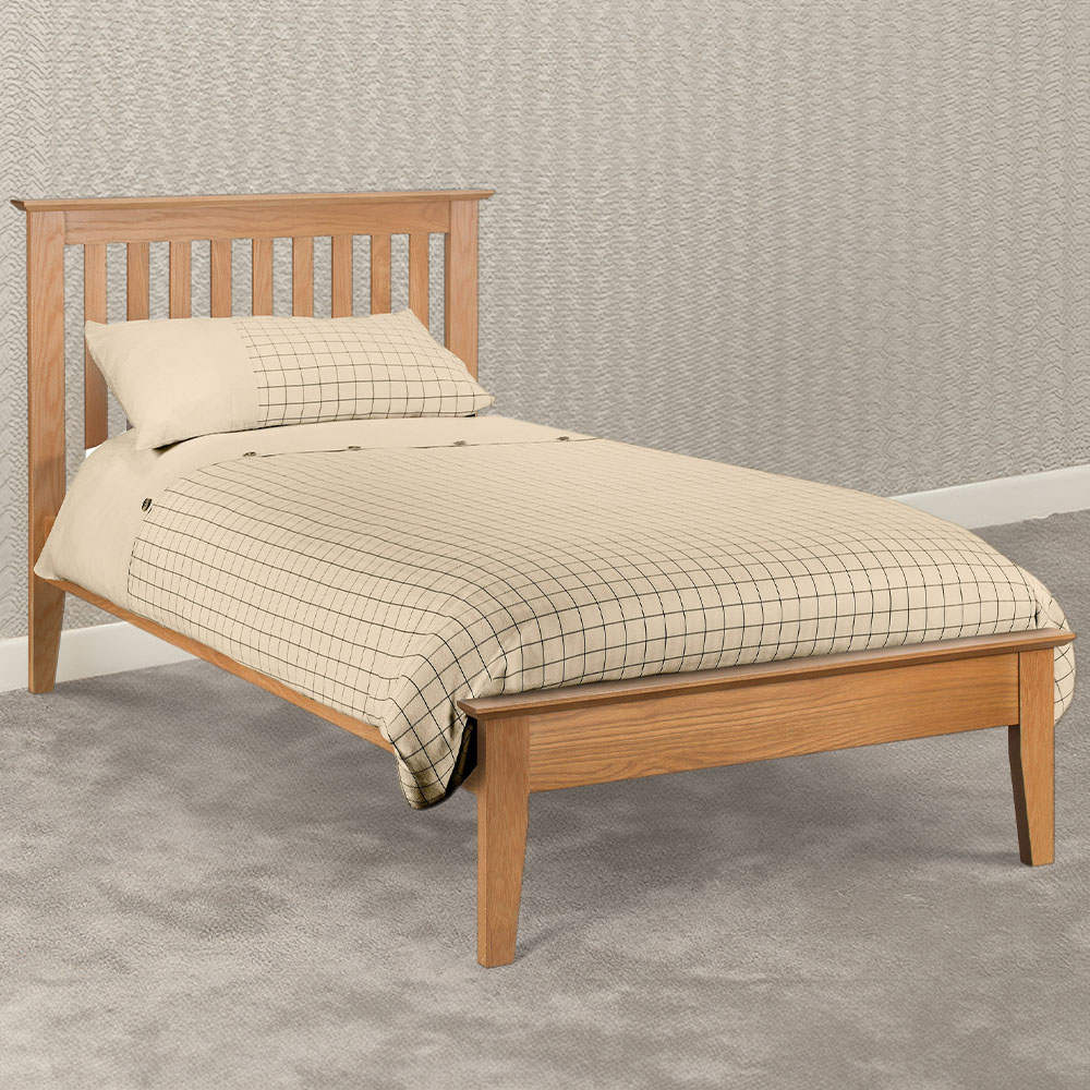 Julian Bowen Salerno Single Oak Shaker Bed - Natural Oak Finish - Sprung Slatted Base