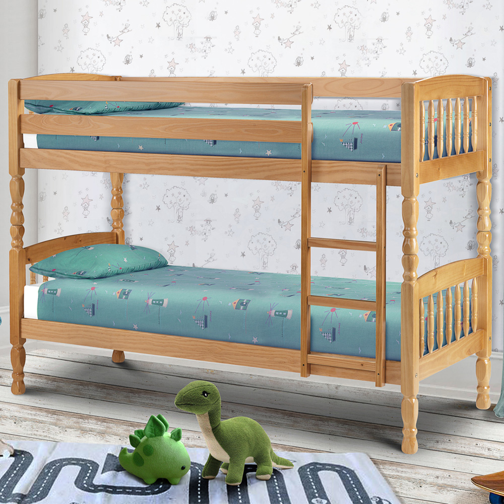Julian Bowen Lincoln Single Bunk Bed - Solid Pine - Antique Lacquer Finish