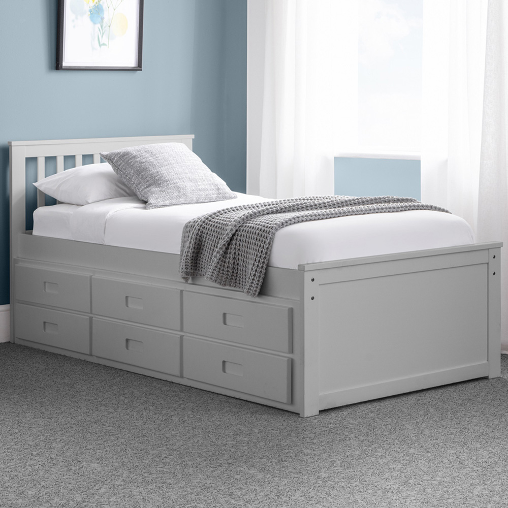 Julian Bowen Maisie Dove Grey Bed with Underbed and Drawers - Kids Bed - New