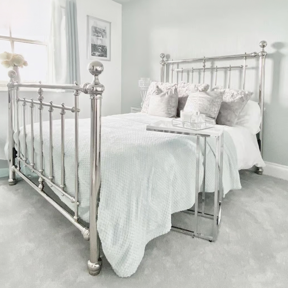 Julian Bowen Empress Double Chrome Bed Frame - Silver - Sprung Slatted Base