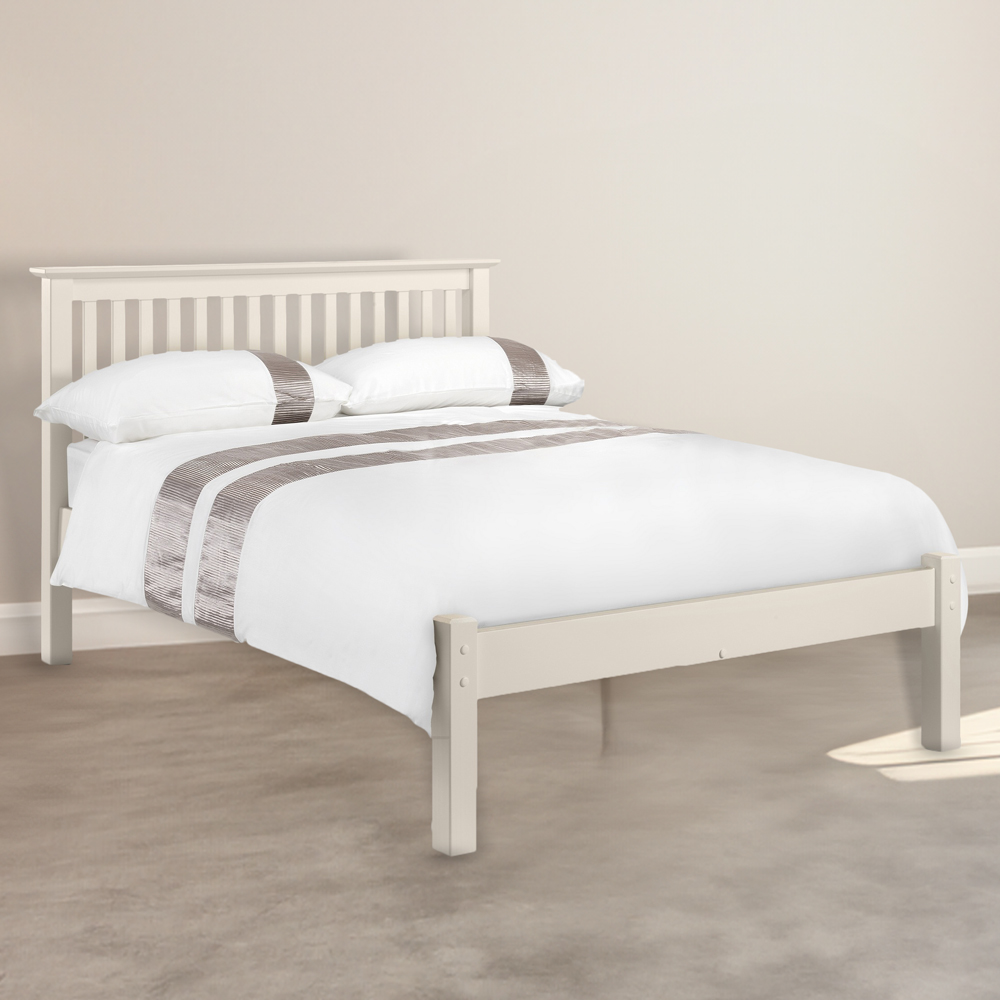 Julian Bowen Barcelona King Size Bed Frame - White - Pine Wood - Low Foot End