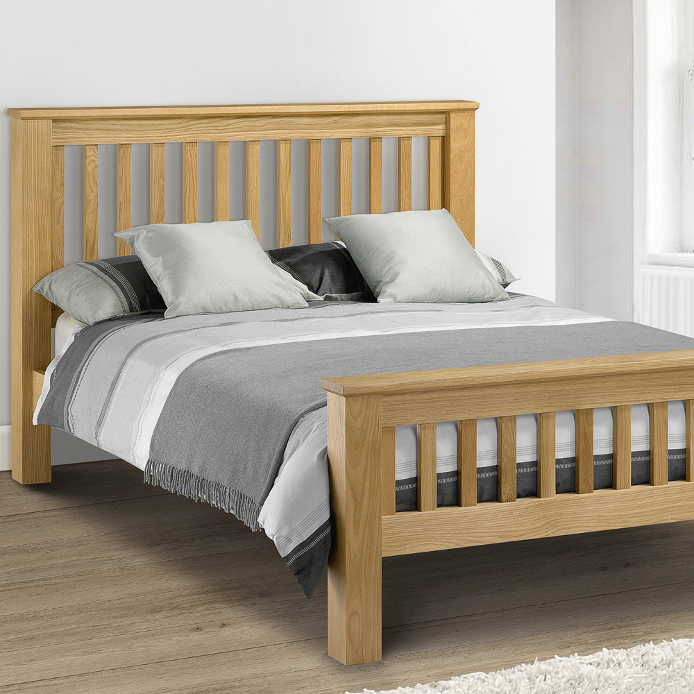 Julian Bowen Amsterdam Super King Oak Bed - High Foot End - Solid Oak & Veneers