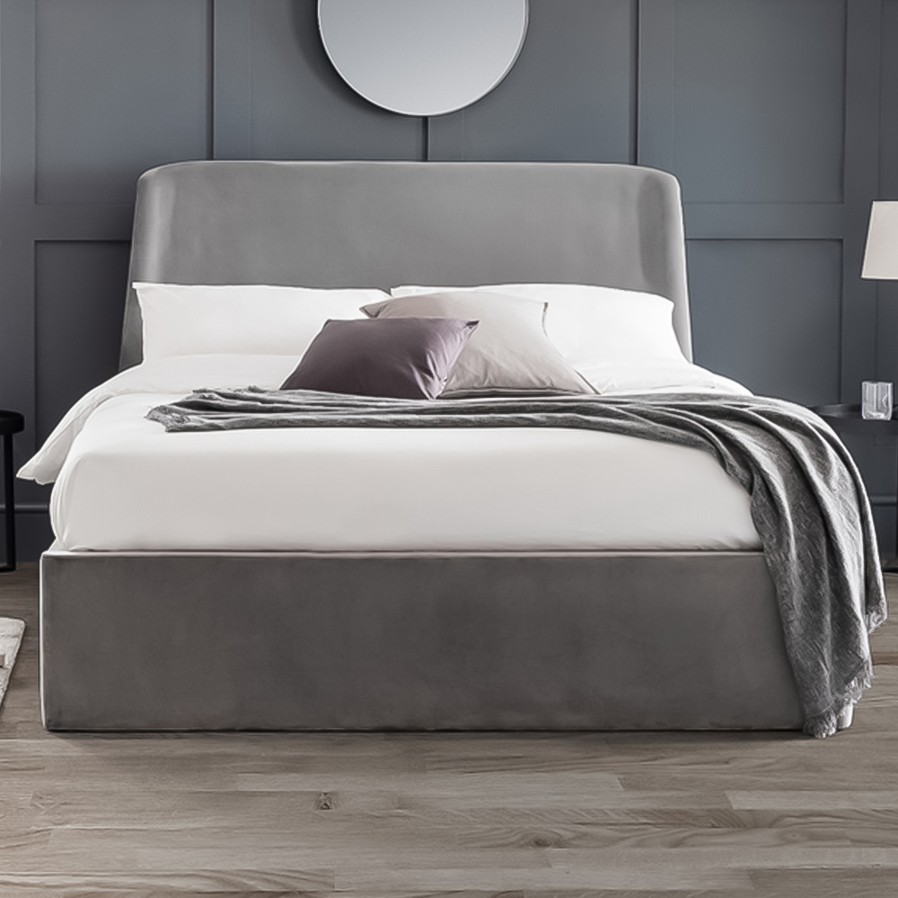 Julian Bowen Frida King Size Grey Velvet Storage Ottoman Bed