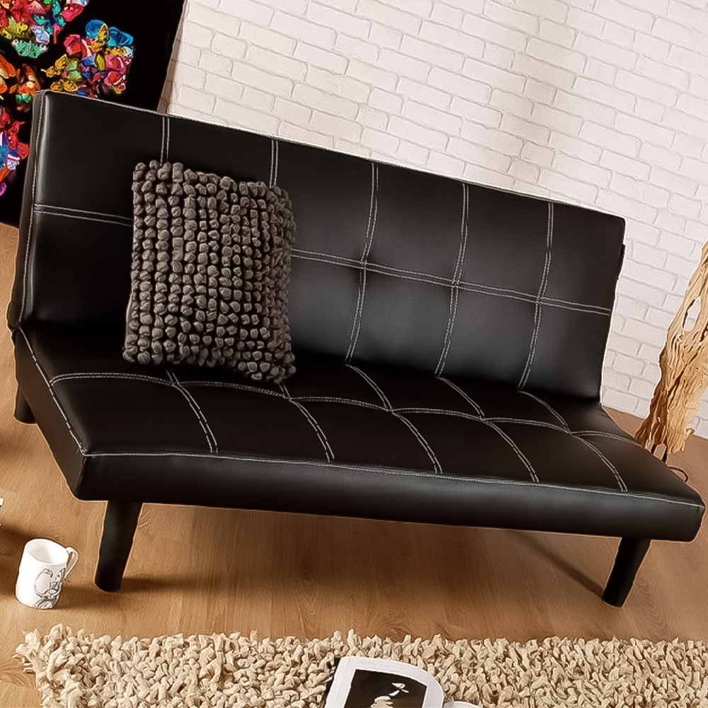 Brooklyn Single Black Faux Leather Sofa Bed