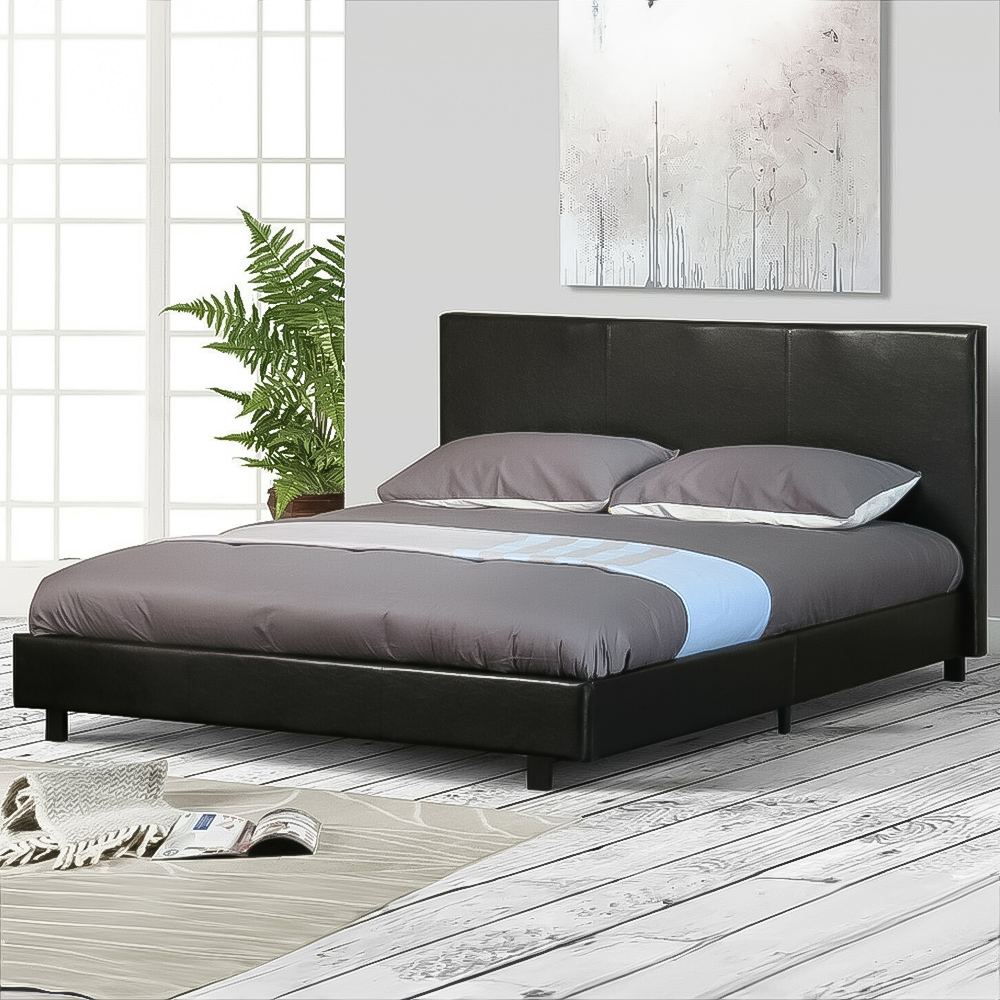Brooklyn King Size Black Faux Leather Bed Frame