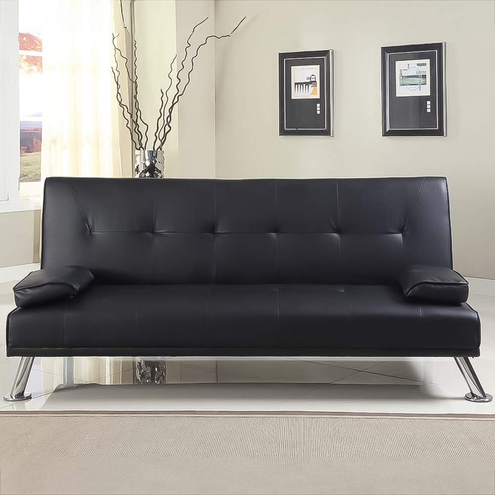 Brooklyn Double Sleeper Black Faux Leather Italian Sofa Bed
